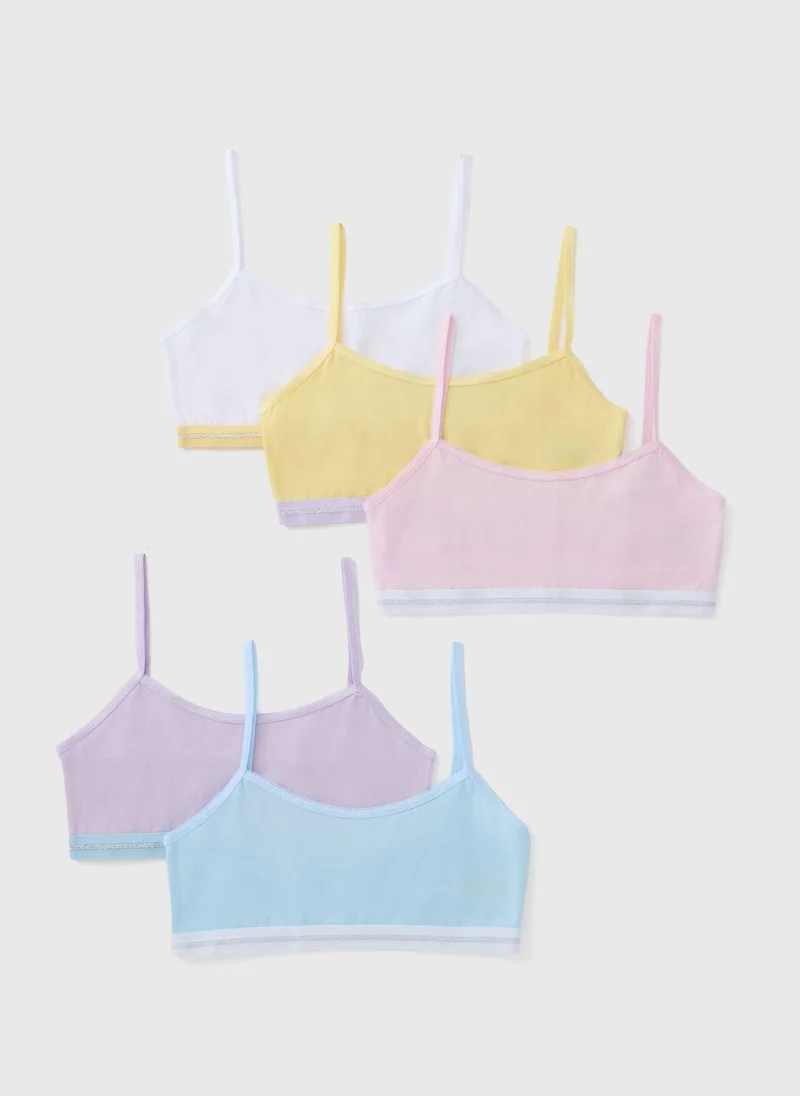 Matalan 5 Pack Girls Multicolour Crop Tops