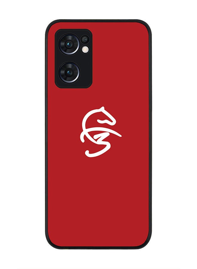 Stylizedd Rugged Black edge case for Oppo Reno7 5G  Slim fit Soft Case Flexible Rubber Edges Anti Drop TPU Gel Thin Cover -  Faz3 Icon Red - Image 1