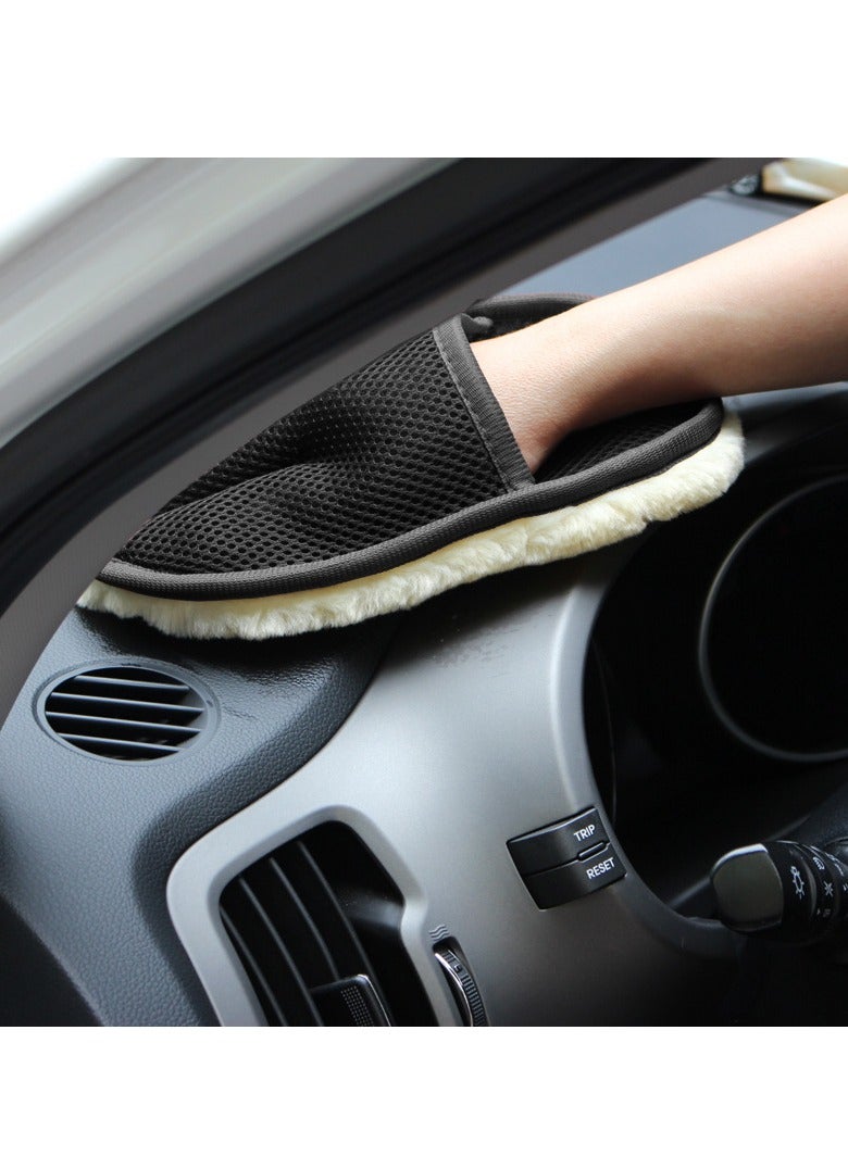 AROAQ Car Wash Glove, Microfiber Wool Soft Car Cleaning Mitt, Reusable Car Window Glass Cleaner, Scratch Free Auto Detailing Glove For Washing Polishing Waxing, (1pc, Black)  - Image 2