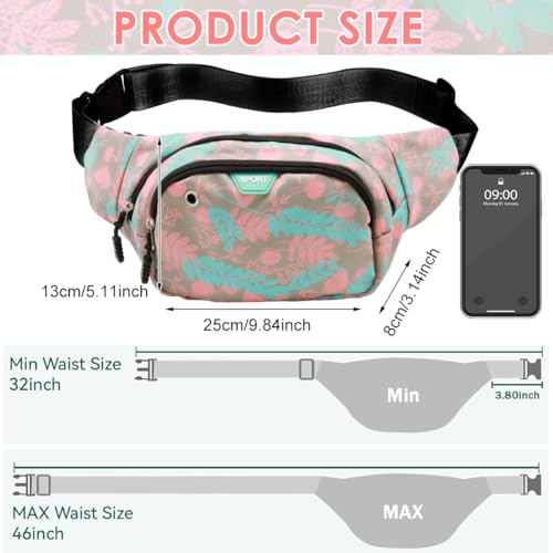 PALAY® Waist Bag for Women Stylish Color Print Fanny Pack for Women Oxford Cloth Chest Bags Multi Layer Lightweight Travel Running Waist Bag - Image 2