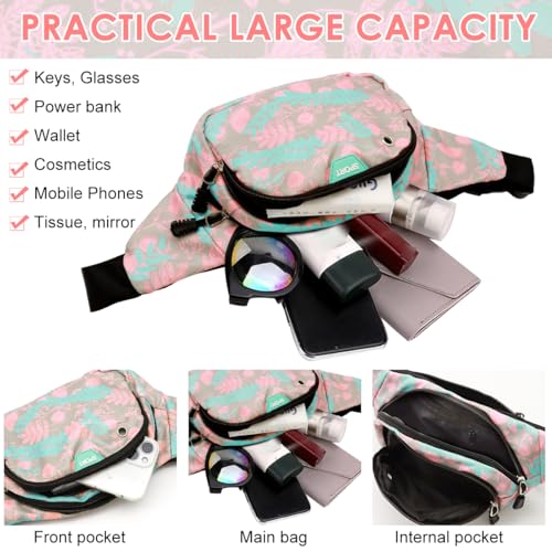 PALAY® Waist Bag for Women Stylish Color Print Fanny Pack for Women Oxford Cloth Chest Bags Multi Layer Lightweight Travel Running Waist Bag - Image 4