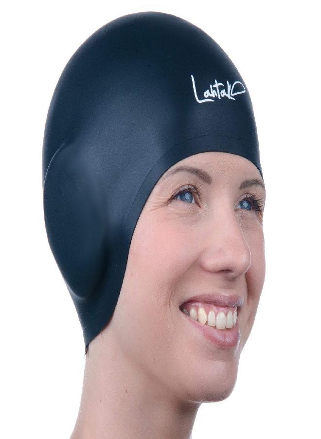 Lahtak Swim Caps Ear Protection 3D - Swimming Cap for Women Men - Silicone Swim Cap Waterproof - Fits Long Hair & Short - Adult Swim Cap - Youth Swim Cap - Bathing Cap - Swim Hats (Black) - Image 4