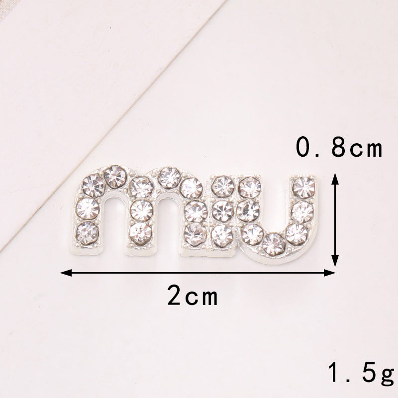 Hot sale zinc alloy letter phone case beauty stickers diamond accessories accessories hole shoes diy accessories clothing accessories women D1998 small letters (Silver)
