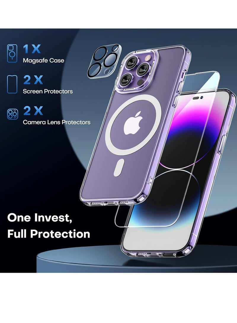 ELTRAZONE [Updated] [1+2+2] Magnetic Case compatible with iPhone 15 Pro Max [Anti-Yellowing] [Fit for Ma-gs-afe] with Screen Protector (2 Pack) +Camera Protector (2 Pack), Clear Case Cover (15 Pro Max, Clear) - Image 2