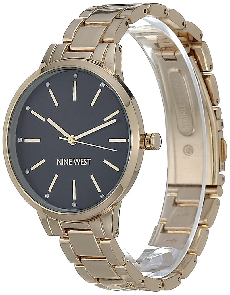 Nine West Women Japanese Quartz Dress Watch with Metal Strap, Gold, 14 (Model: NW/2098BKGB) - Image 4