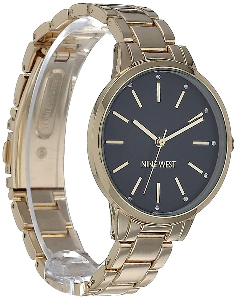 Nine West Women Japanese Quartz Dress Watch with Metal Strap, Gold, 14 (Model: NW/2098BKGB) - Image 3