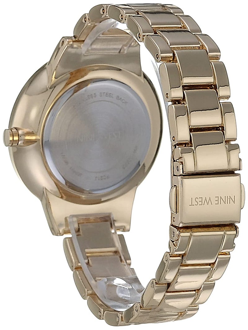 Nine West Women Japanese Quartz Dress Watch with Metal Strap, Gold, 14 (Model: NW/2098BKGB) - Image 5