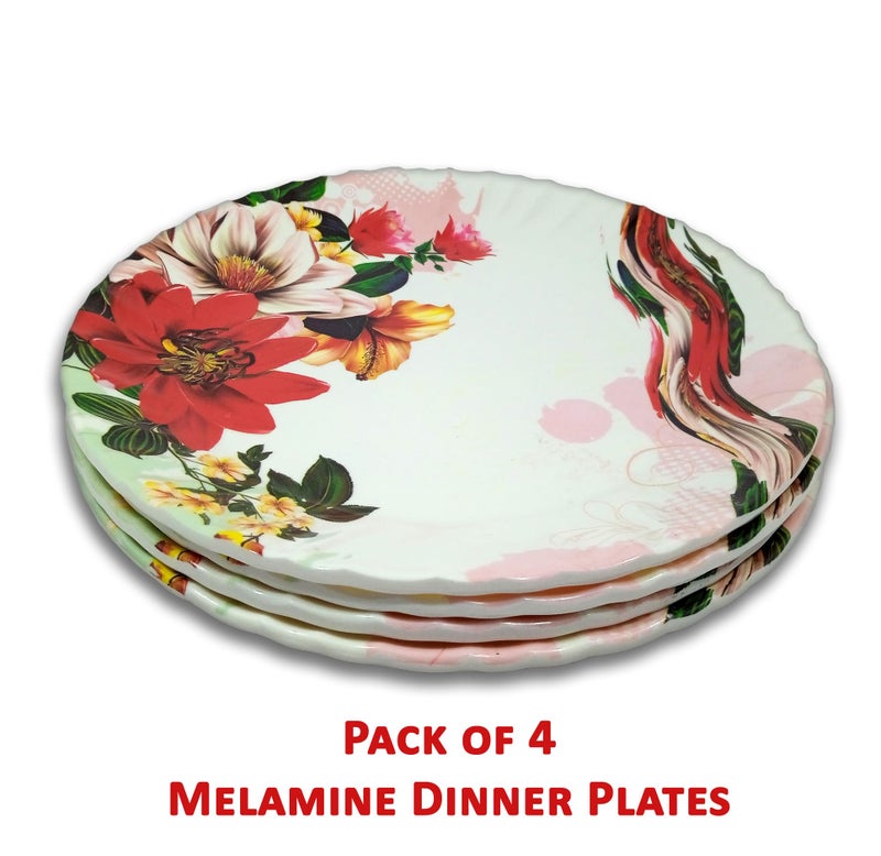 BHOJANWARE Complete Your Kitchen Dining with Melamine Round Plate Set of 4 for Dinner - (Size-10Inch / 26 CM) Perfect Dinner Plates Set for Snacks and More! - Image 3