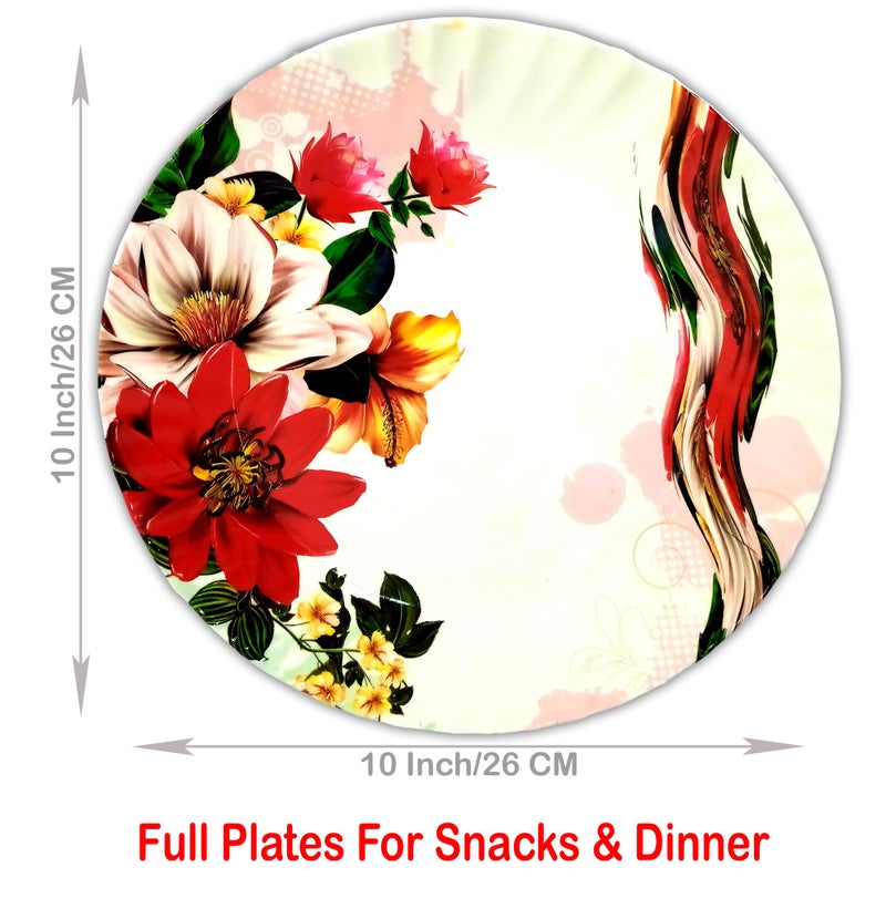 BHOJANWARE Complete Your Kitchen Dining with Melamine Round Plate Set of 4 for Dinner - (Size-10Inch / 26 CM) Perfect Dinner Plates Set for Snacks and More! - Image 2