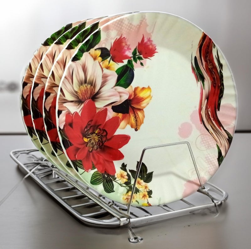 BHOJANWARE Complete Your Kitchen Dining with Melamine Round Plate Set of 4 for Dinner - (Size-10Inch / 26 CM) Perfect Dinner Plates Set for Snacks and More! - Image 1