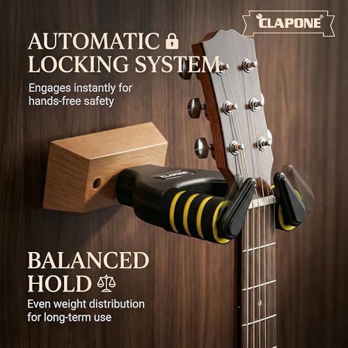 CLAPONE Guitar Wall Mount Secure & Stylish Display Solution for Your Instrument Wall Mount Hanger Auto Lock and Adjustable Hook Holder for Acoustic and Ukulele(Guitar Hanger) - Image 3