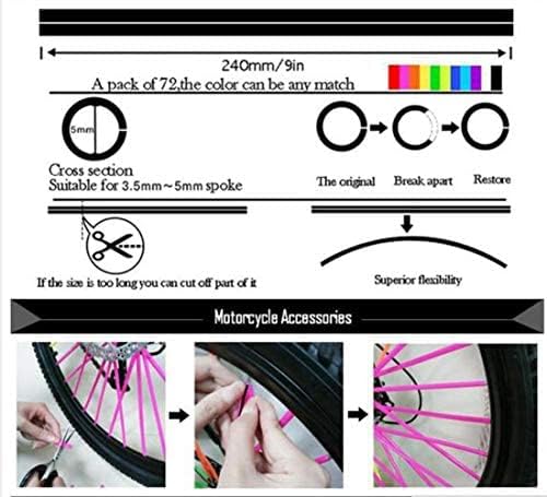 Aura Naturel Bicycle Spoke Skins Wraps BMX MTB Kids Road Mountain Bike Colorful Wheel Decoration-72 Pcs - Image 4