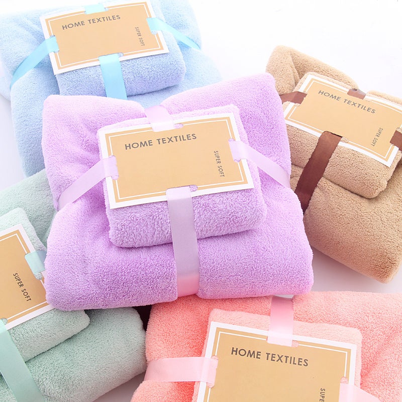 Coral Fleece Bath Towel Set Household Cheap Towel Mother And Child Set Beach Towel Dry Hair Towel Water Absorbent Gift Stall - Image 4