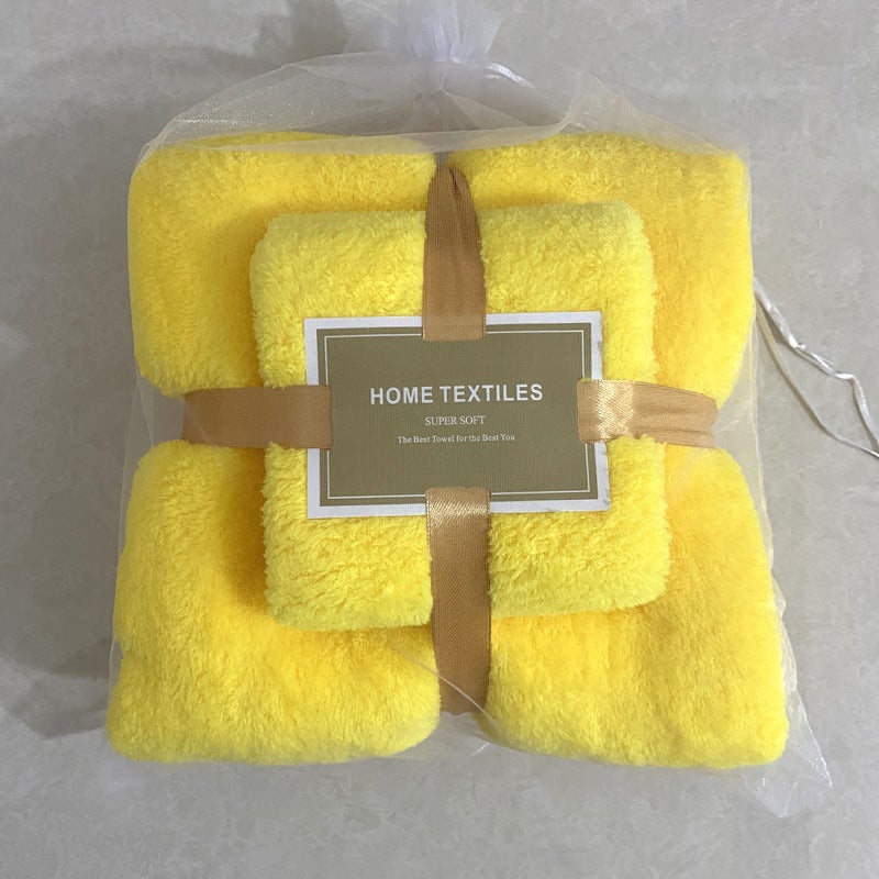 Coral Fleece Bath Towel Set Household Cheap Towel Mother And Child Set Beach Towel Dry Hair Towel Water Absorbent Gift Stall - Image 1