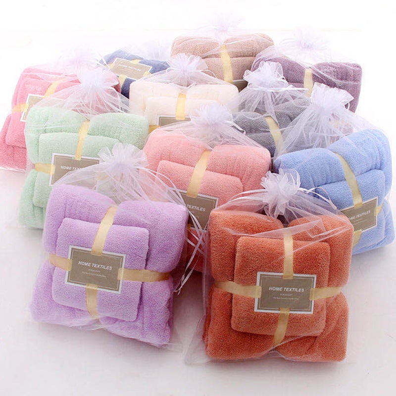 Coral Fleece Bath Towel Set Household Cheap Towel Mother And Child Set Beach Towel Dry Hair Towel Water Absorbent Gift Stall - Image 2