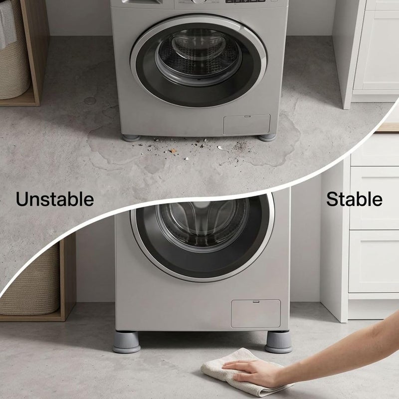 4 Pcs Furniture Risers, Gray, with Non-Slip Base, Adjustable Height Appliances Extenders, Heavy-Duty Abs Material, 2.2 X 1.6 X 1.6 to 2.5 in, for Beds Sofas Wardrobes Desks Washing Machine - Image 4