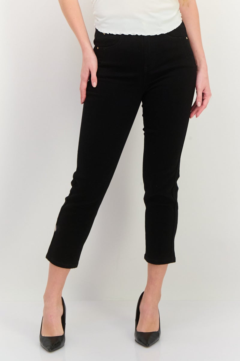 ONLY Women Cigarette Fit Plain Stretchable Straight Leg Pants, Black - Image 1
