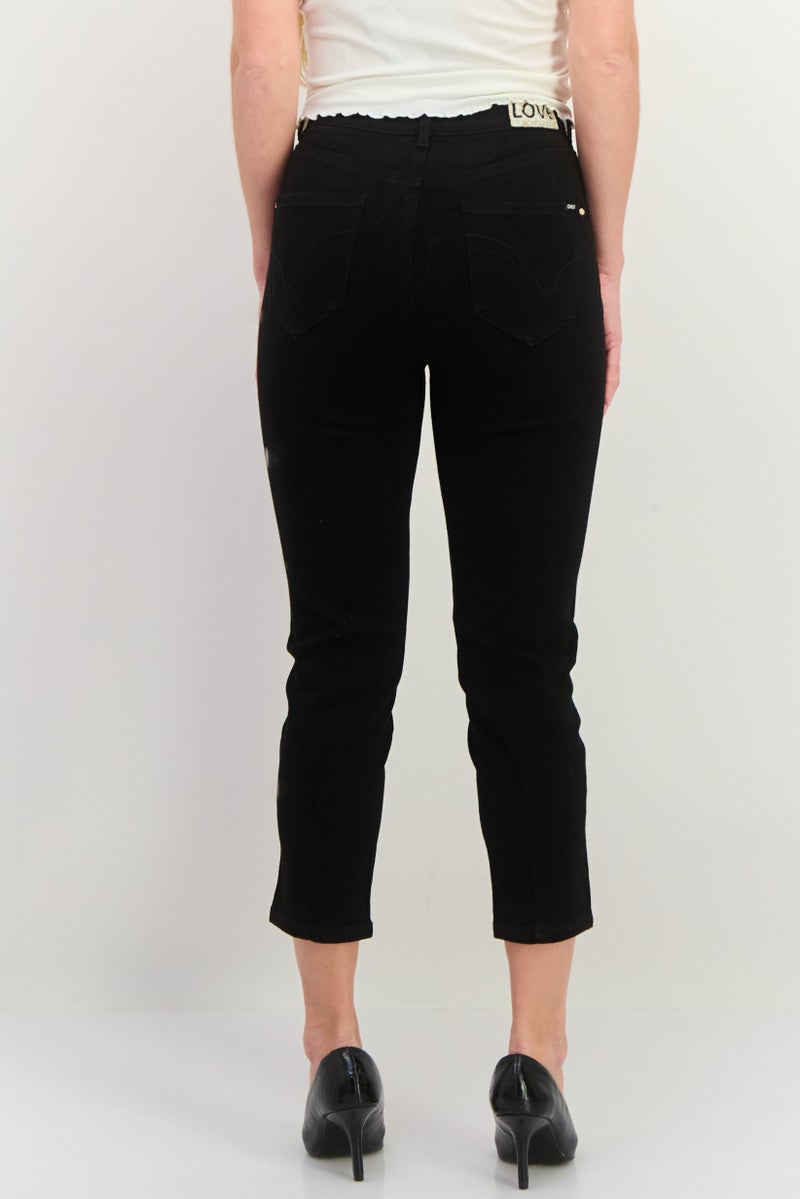 ONLY Women Cigarette Fit Plain Stretchable Straight Leg Pants, Black - Image 3