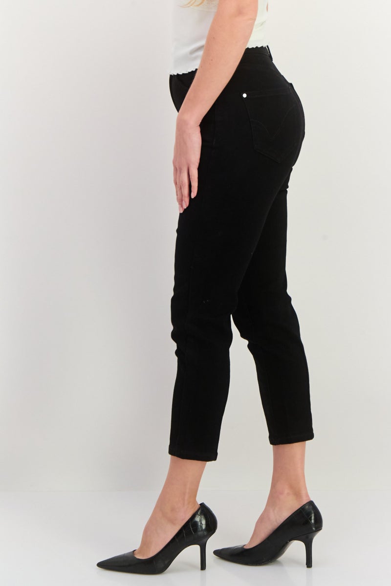 ONLY Women Cigarette Fit Plain Stretchable Straight Leg Pants, Black - Image 2