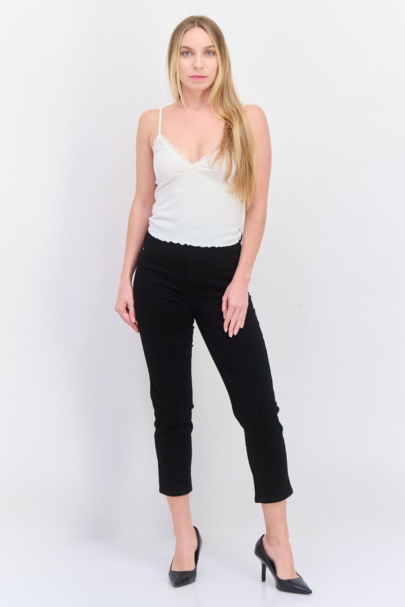 ONLY Women Cigarette Fit Plain Stretchable Straight Leg Pants, Black - Image 4