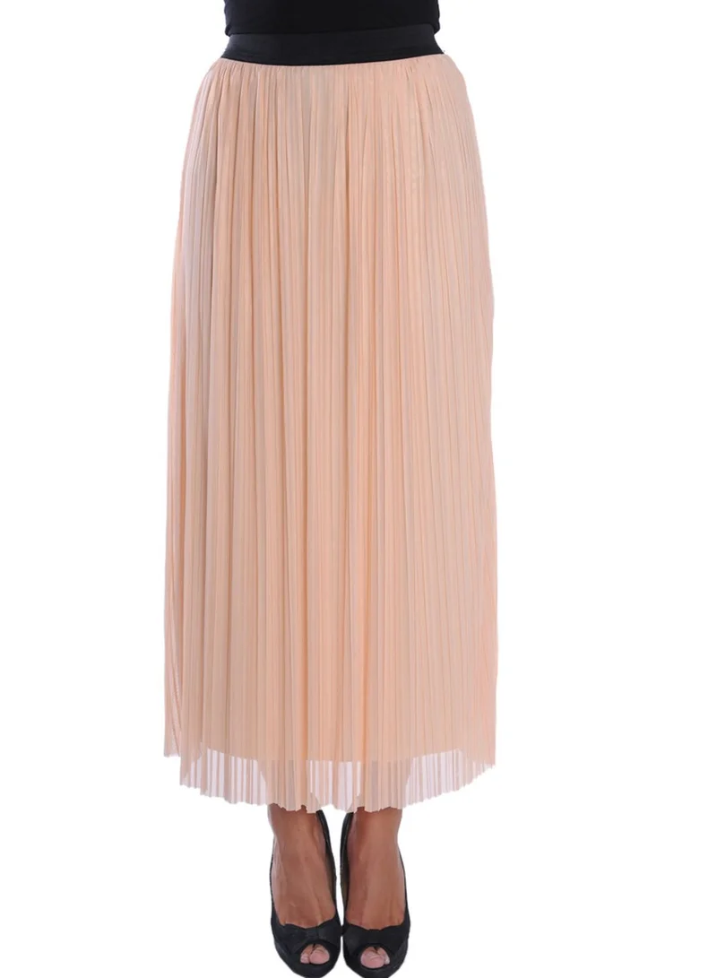 Love SP02046 - PEACH PLEATED MAXI SKIRT- PEACH PLEATED MAXI SKIRT