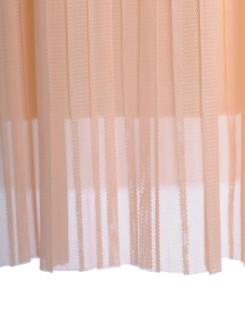 Love SP02046 - PEACH PLEATED MAXI SKIRT- PEACH PLEATED MAXI SKIRT