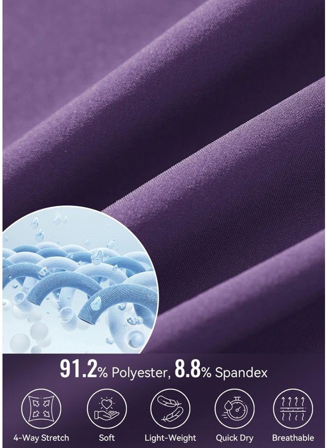 BALEAF Women's 7" Athletic Long Running Shorts Workout Gym Quick Dry Hiking Shorts High Waisted Zipper Pocket Purple M - Image 4