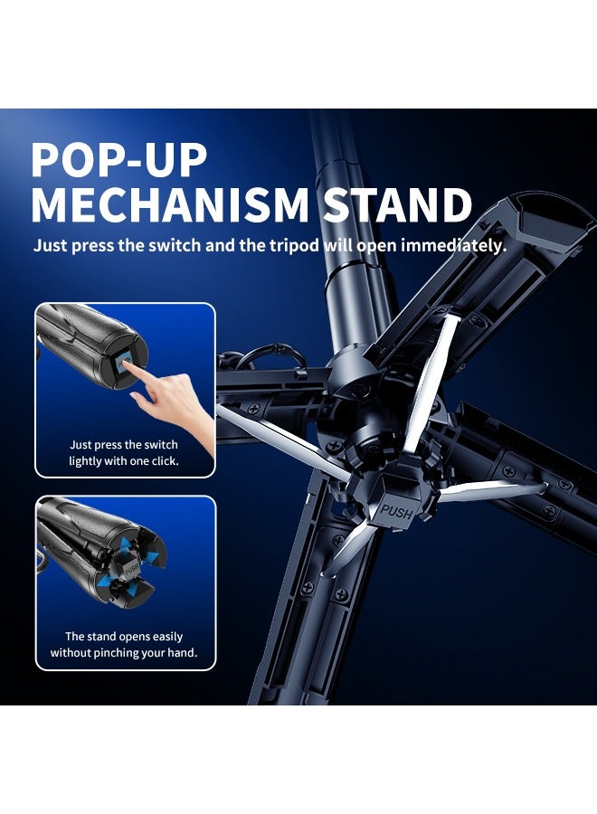 Mobile Phone Selfie Stick With Bluetooth Remote Control Handheld Tripod With Keychain Retractable Travel Phone Holder Aluminum Alloy Rechargeable For Video, Blogging, Taking Photos, Live Streaming - Image 3