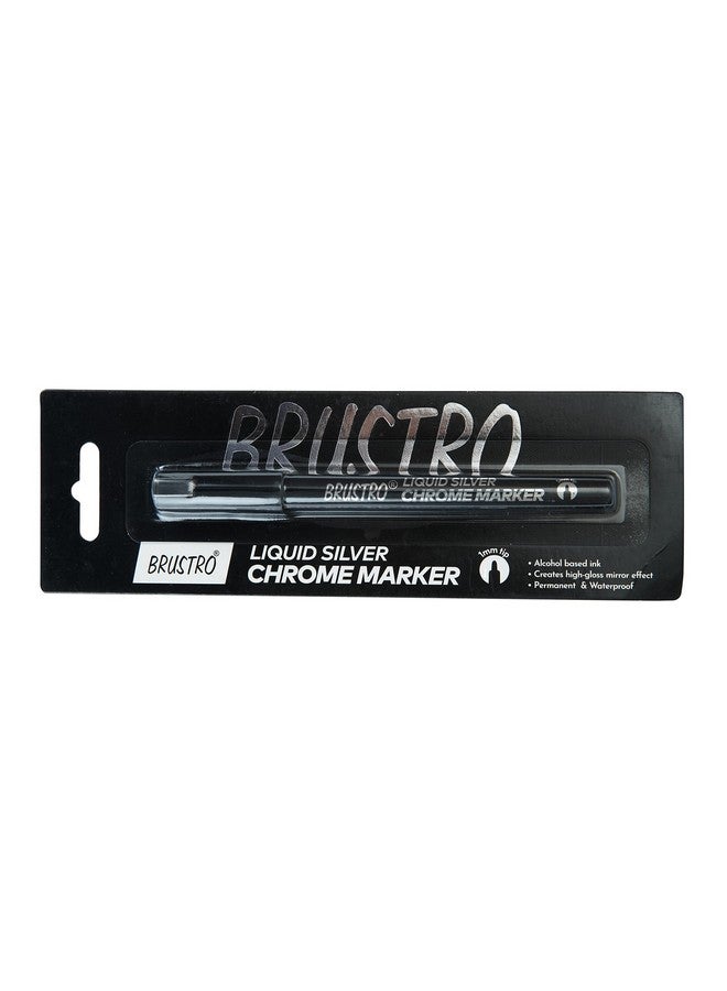 BRUSTRO Liquid Silver Chrome Permanent Marker 1mm. (Used for DIY craft, Resin art décor, highlights, projects and presentations) - Image 2