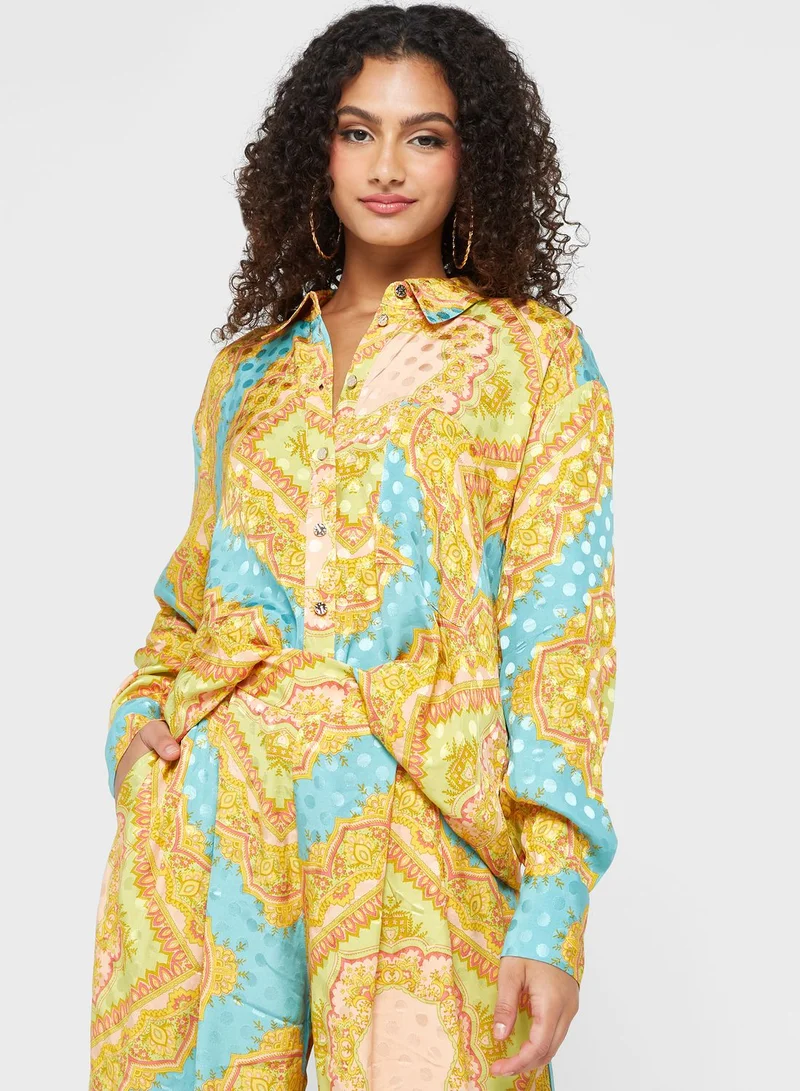 RIVER ISLAND Printed Longline Shirt