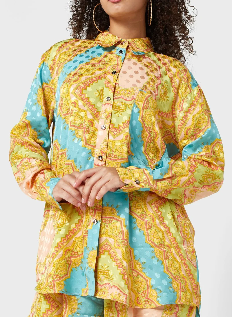 RIVER ISLAND Printed Longline Shirt