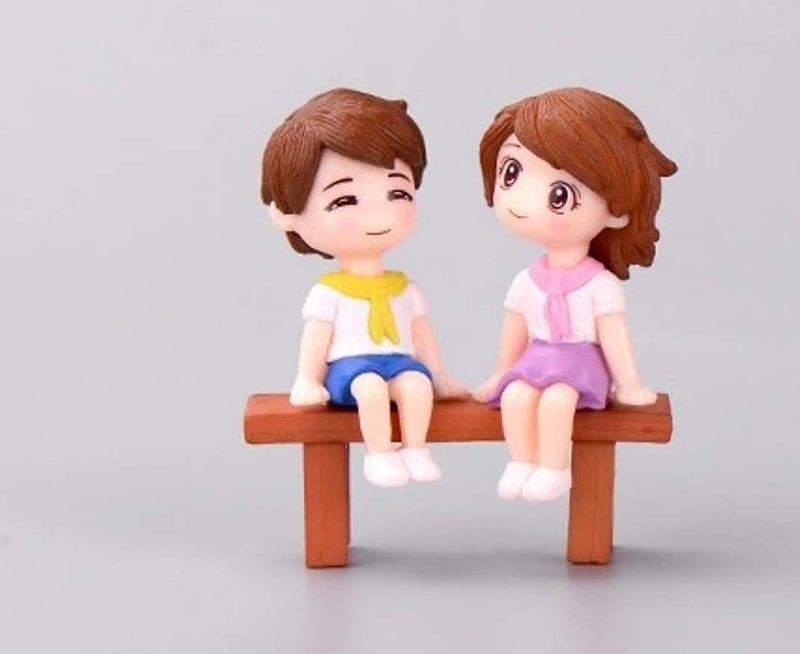 BHOOLU&GOOLU Sweety Lovers - Bench Siting Couple Figurine Miniature - Style - 26 (2pcs/Set) - Image 2
