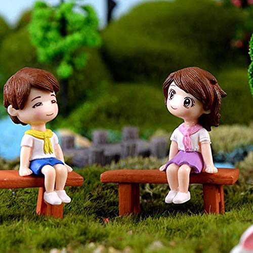 BHOOLU&GOOLU Sweety Lovers - Bench Siting Couple Figurine Miniature - Style - 26 (2pcs/Set) - Image 5