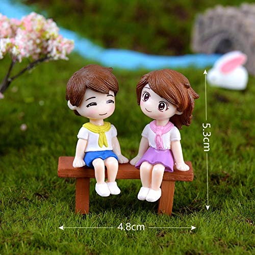 BHOOLU&GOOLU Sweety Lovers - Bench Siting Couple Figurine Miniature - Style - 26 (2pcs/Set) - Image 4