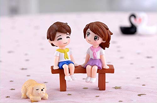 BHOOLU&GOOLU Sweety Lovers - Bench Siting Couple Figurine Miniature - Style - 26 (2pcs/Set) - Image 1