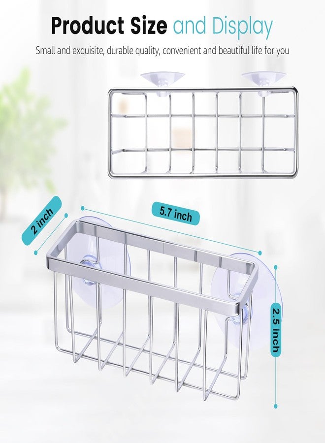HLOOL Kitchen Sink Sponge Holder, Kitchen Sink Caddy, Sponge Holder for Kitchen Sink Suction, Dish Sponge Holder (Chrome) - Image 2