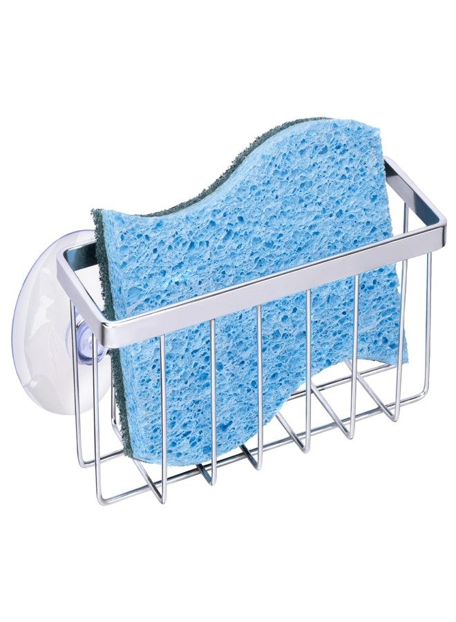 HLOOL Kitchen Sink Sponge Holder, Kitchen Sink Caddy, Sponge Holder for Kitchen Sink Suction, Dish Sponge Holder (Chrome) - Image 1