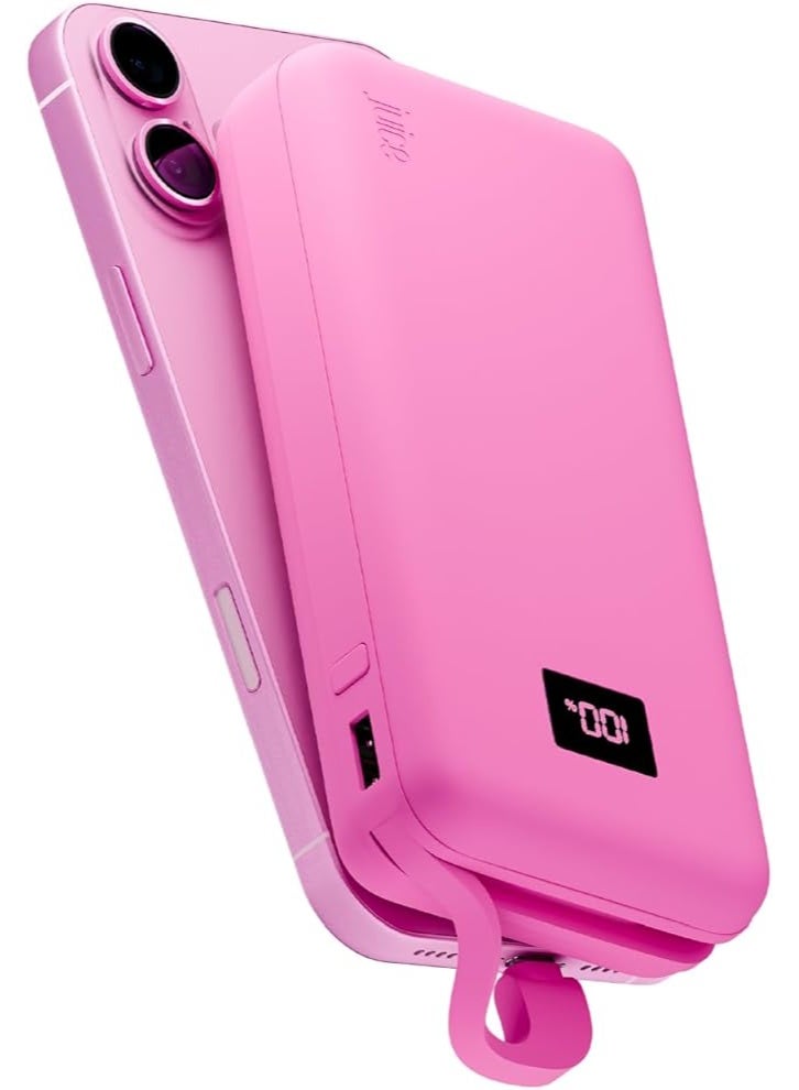 جوس إيكو إنتيجريتد ماكس باور بنك 20000 مللي أمبير – شاحن محمول مزوّد بكابل USB-C مدمج، بقدرة شحن سريع 20 واط، وشاشة رقمية، باور بنك متوافق مع آيفون 15 و16، سامسونج، أندرويد، جو برو، وآيباد – وردي - Image 2