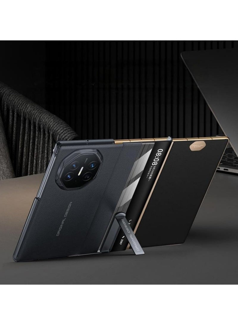 Compatible with Huawei Mate XT Ultimate Case, Built in Metal Stand 【Support Magnetic Car Mount】 Magnet Leather Smart View Flip Cover Phone Cover for Men - Image 2