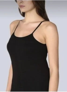 Tutku Passion Women's Black Rib Rope Strap Undershirt 6 Pack