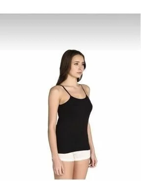 Tutku Passion Women's Black Rib Rope Strap Undershirt 6 Pack