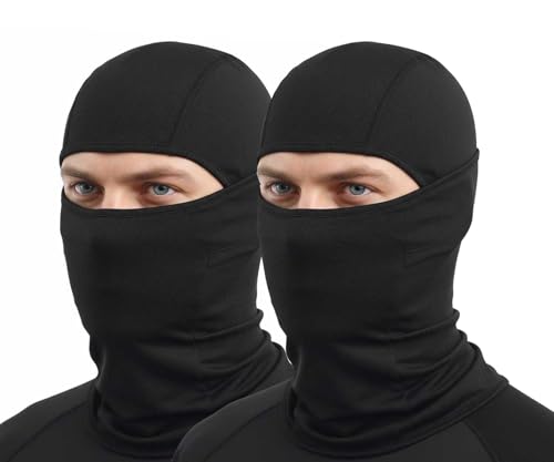 AILONSHAWN Black Ski Mask Balaclava Shiesty Mask Men Women Winter Face Mask 2 Pack Adult Motorcycle Helmet Full Face Cover Football Snowboard - Image 1
