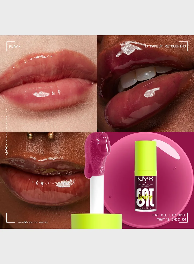 NYX PROFESSIONAL MAKEUP Fat Oil Lip Drip, Moisturizing, Shiny, Vegan Tinted Lip Gloss - 04 That's Chic