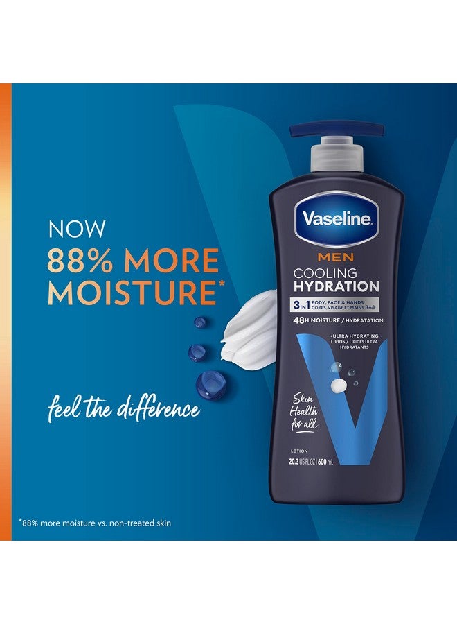 Vaseline Men Cooling Hydration 3-in-1 Face, Hands & Body Lotion for Men for Dry Skin with Menthol & Ultra-Hydrating Lipids 20.3 oz, Pack of 4 - Image 5