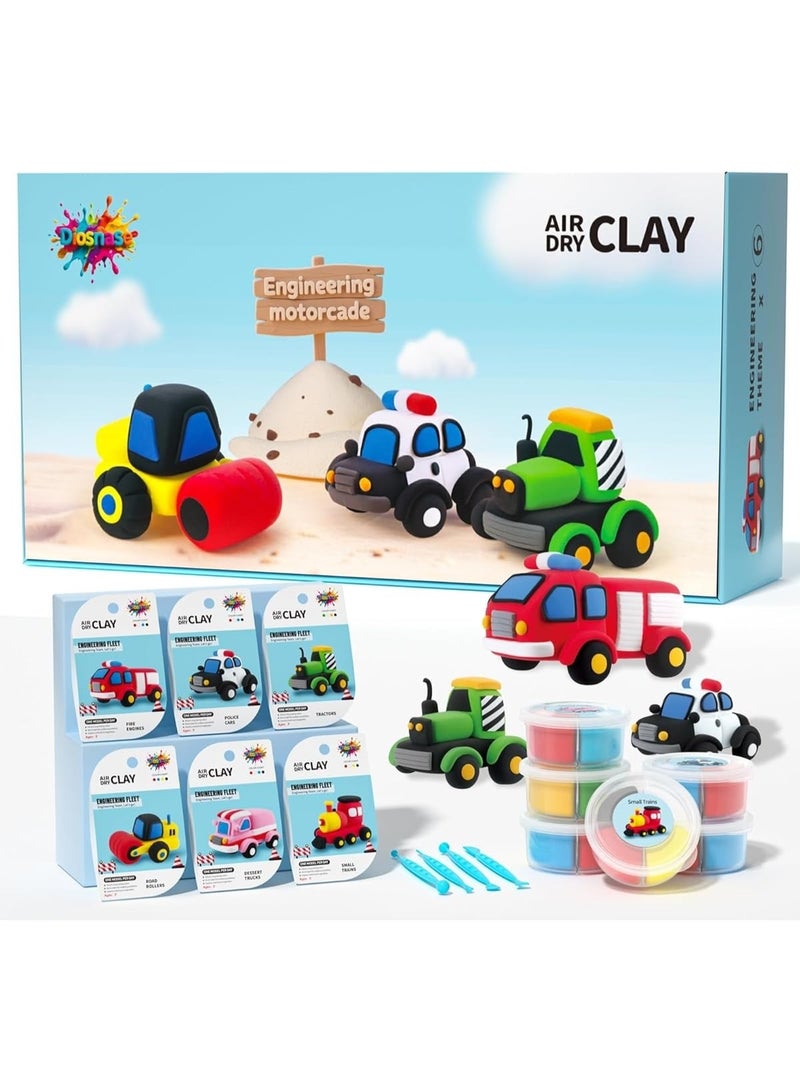 Twisoo Air Dry Clay for Kids –6 Vehicle & Dinosaur Themed Modeling Clay Kit | Model Magic Clay Set with Sculpting Tools & Step-by-Step Tutorials | Creative DIY Educational Toy for Boys & Girls - Image 1