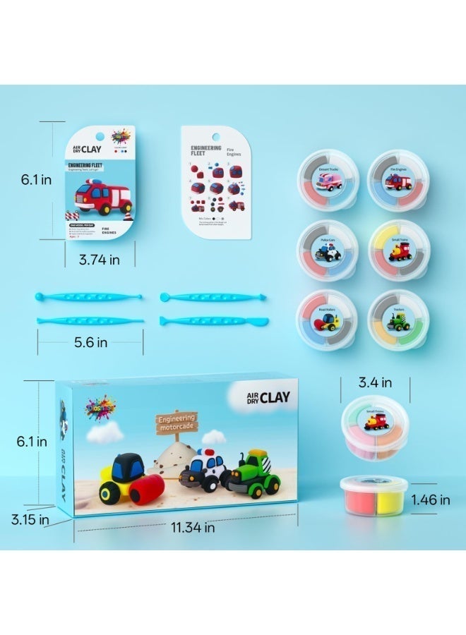 Twisoo Air Dry Clay for Kids –6 Vehicle & Dinosaur Themed Modeling Clay Kit | Model Magic Clay Set with Sculpting Tools & Step-by-Step Tutorials | Creative DIY Educational Toy for Boys & Girls - Image 3