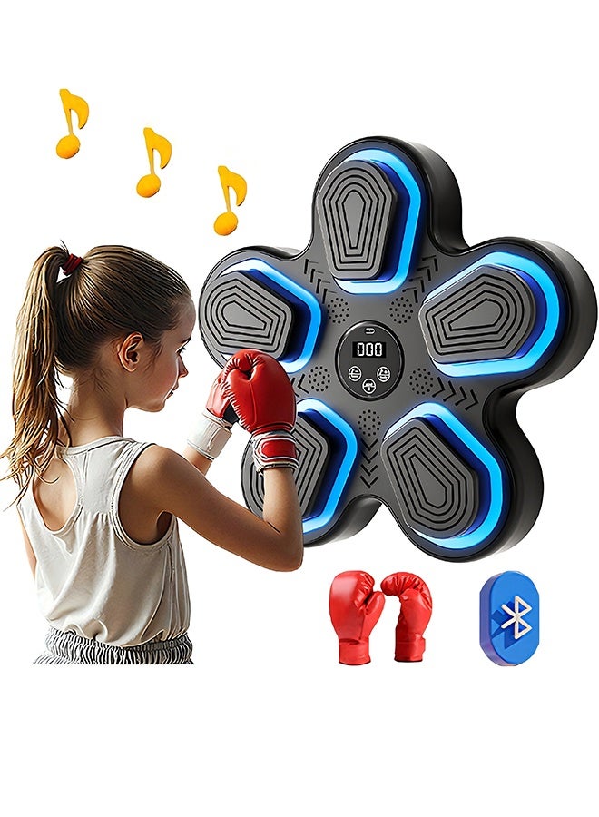 بيوينتي مدرب الملاكمة الموسيقية الذكية للأطفال - آلة إيقاع ضوئية RGB خالية من اللكمة المثبتة على الحائط (9 أوضاع 9 سرعات) مع قفازات الملاكمة للمنزل السعودي تدريب رد الفعل للأطفال والمتعة العائلية في رمضان - Image 1