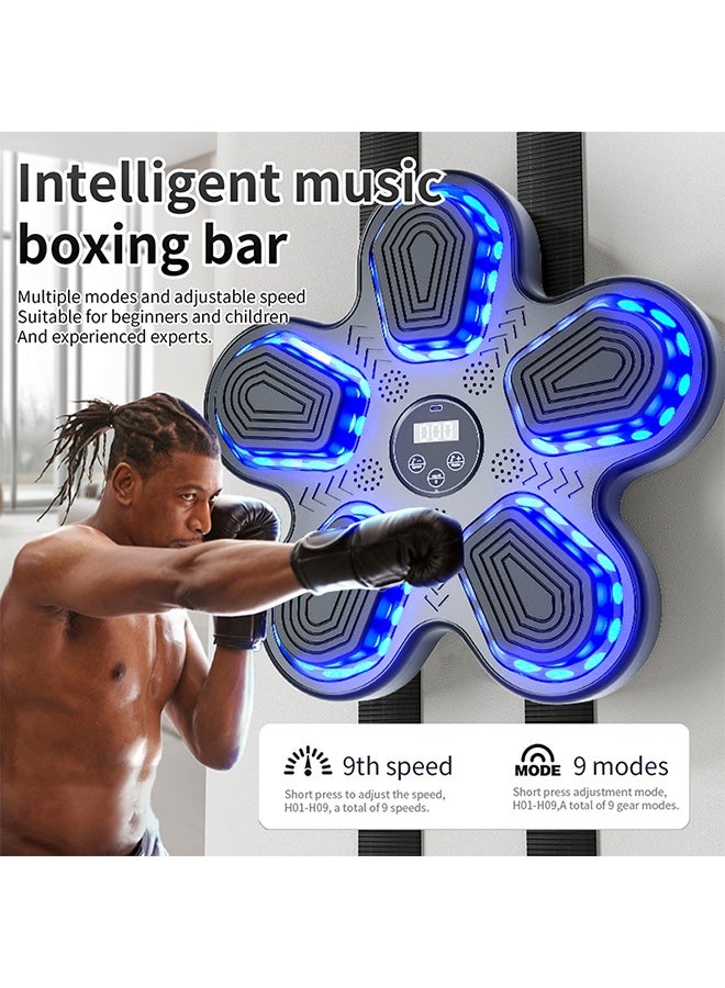 بيوينتي مدرب الملاكمة الموسيقية الذكية للأطفال - آلة إيقاع ضوئية RGB خالية من اللكمة المثبتة على الحائط (9 أوضاع 9 سرعات) مع قفازات الملاكمة للمنزل السعودي تدريب رد الفعل للأطفال والمتعة العائلية في رمضان - Image 3