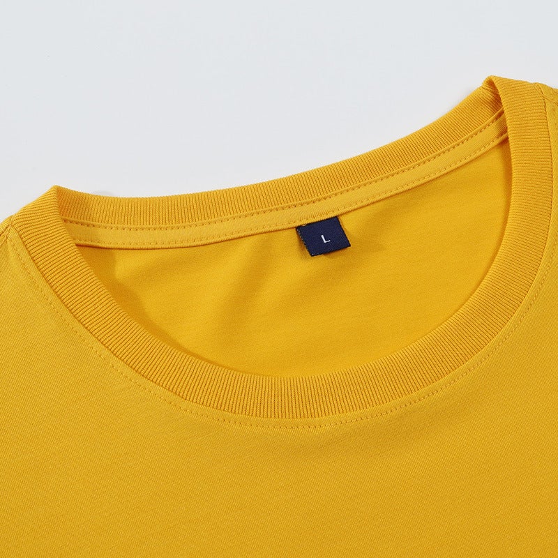 190g 40 PCs Ice Silk Pure Cotton high-end short sleeve rib round neck T-shirt solid color men's and women's loose T-shirt custom - Image 4