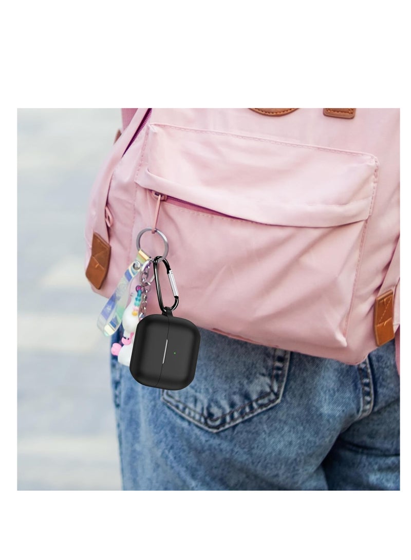 Compatible with Samsung Galaxy Buds 3 Case & Galaxy Buds 3 Pro Case, Silicone Cover with Carabiner, Full Protection, Wireless Charging, Headphone Accessories, for Men, for Women (Black) - Image 1